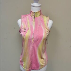 Jamie Sadock Pink and Yellow Sleeveless Women's Tennis Top